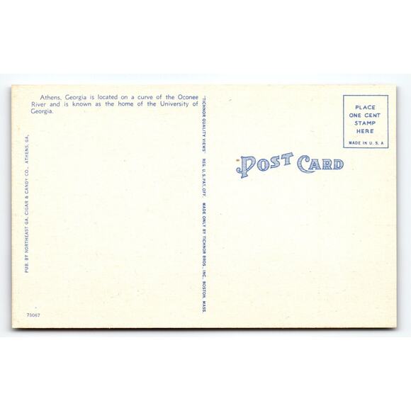 Vintage Linen Postcard Washington St East Athens Georgia 1940s - Picture 2 of 2